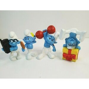 Lot of 4 Smurf Figurines McDonalds Happy Meal Toys 2011 PVC Peyo 3" Tall Hefty